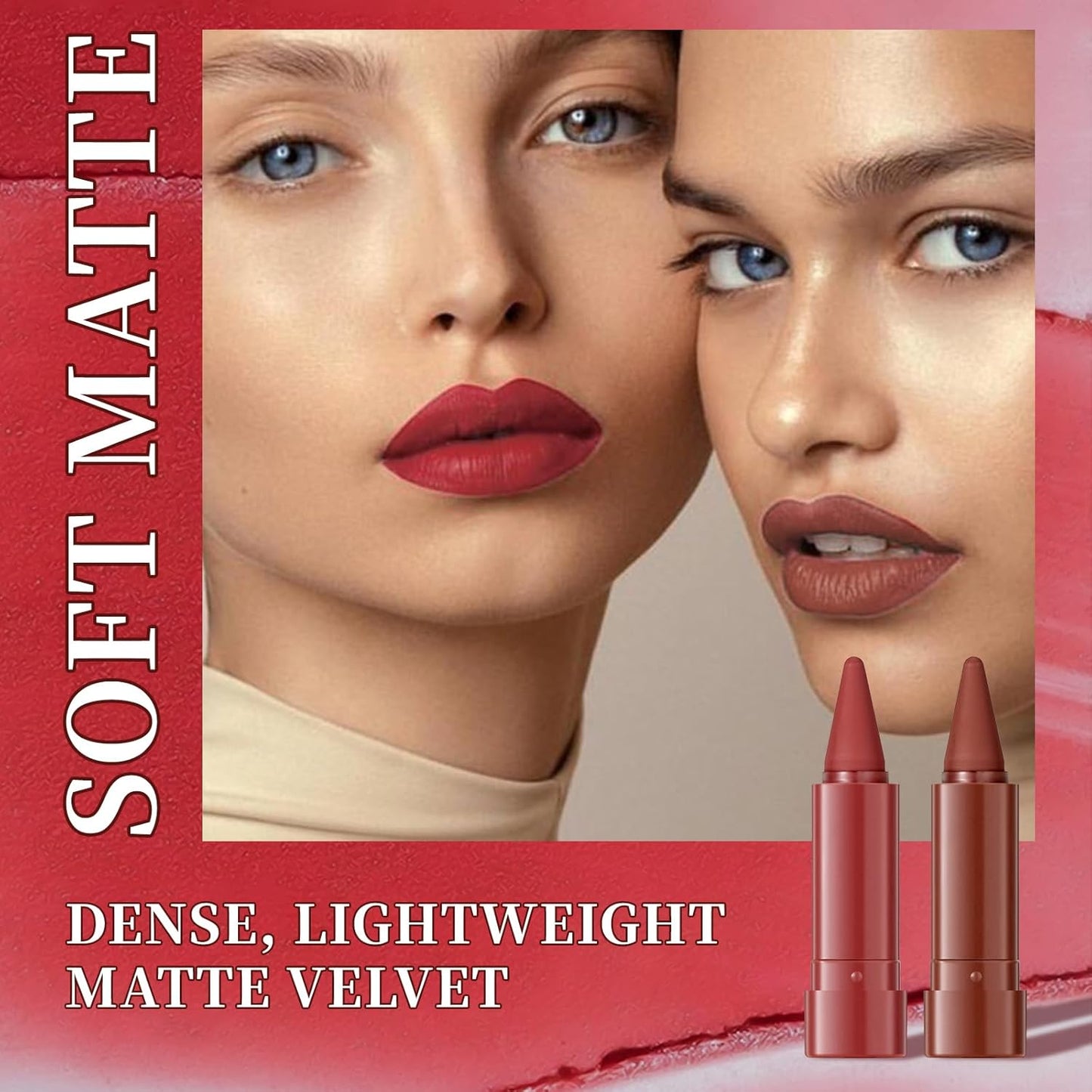 6 Pcs 3-in-1 Gradient Lip/Eyeshadow/Blush Kit: Lip Liner + Lipstick Duo - Matte Finish, Waterproof & Smudge-Proof, Long-Lasting Full Coverage for Plumper Lips & Vibrant Makeup