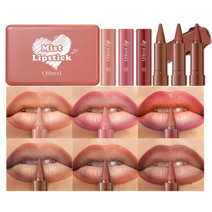 6 Pcs 3-in-1 Gradient Lip/Eyeshadow/Blush Kit: Lip Liner + Lipstick Duo - Matte Finish, Waterproof & Smudge-Proof, Long-Lasting Full Coverage for Plumper Lips & Vibrant Makeup